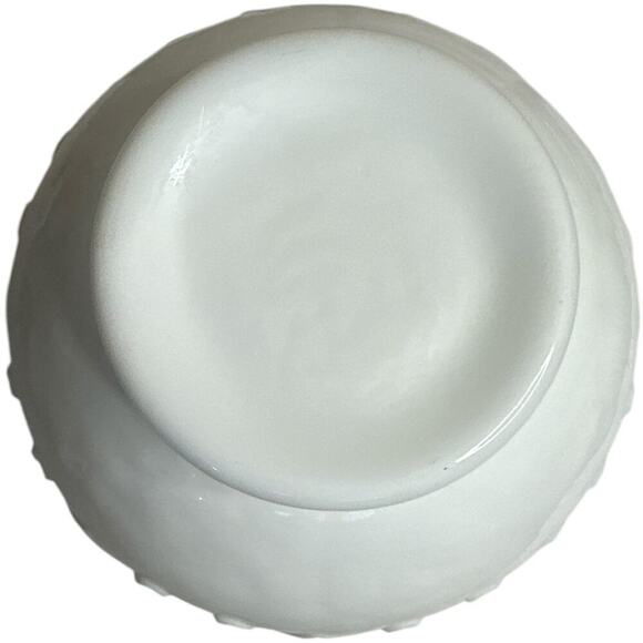 Vntg Fenton Art Milk Glass Spanish Lace Clear Crest Ruffled Rim Vase 7.5" - Picture 3 of 5